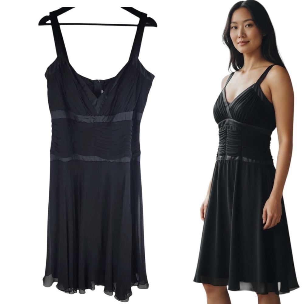 Tadashi Shoji Silk Sleeveless Dress Knee Length Back Zip Size 16